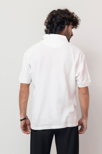 Classic White Waffle Polo