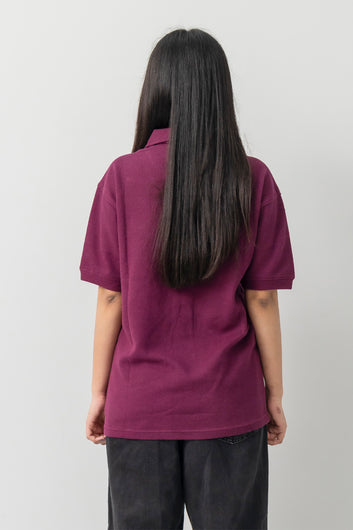 Burgundy Waffle Textured Polo