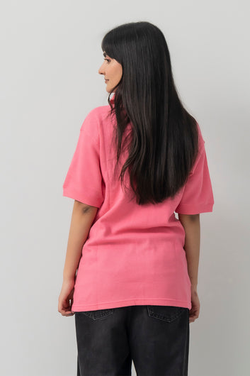 Salmon Waffle Textured Polo