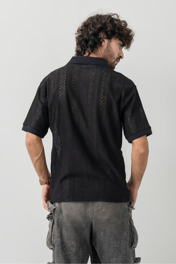 Black Resort Cuban Collar Shirt