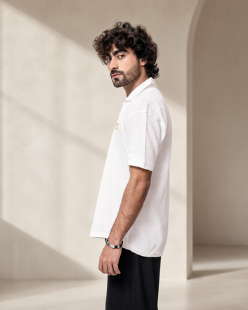 Classic White Waffle Polo