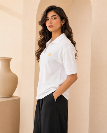 Classic White Waffle Polo