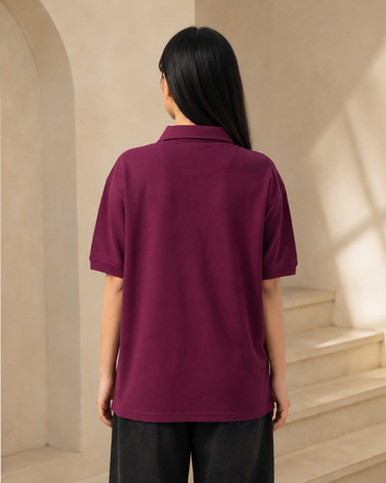 Burgundy Waffle Polo